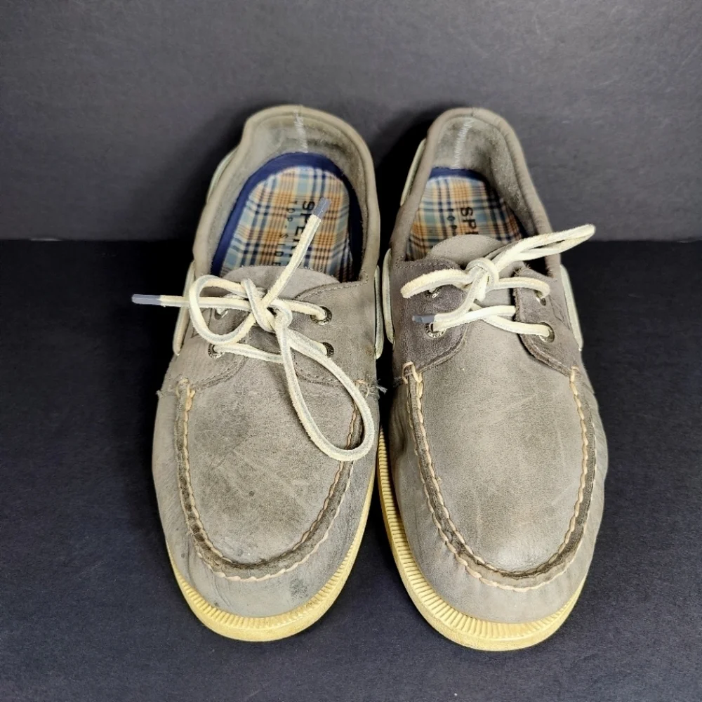 Sperry Original Gray Top Sider Boat Leather Lace Up Casual Men's Shoe Size 11M